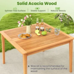 Tangkula 39" 4-Person Outdoor Acacia Wood Dining Table W/ 1.96" Umbrella Hole For Porch -Tangkula GUEST a1b7cf65 6472 4332 9e58 a158ebf9da48