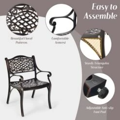 Tangkula 5PCS Cast Aluminum Patio Bistro Set Outdoor Dining Table & Chair Furniture Set -Tangkula GUEST a1c5035c daad 4675 ae55 09bb850d56e6