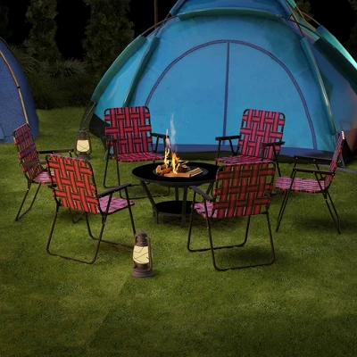 Tangkula Set Of 4 Patio Folding Web Chair Set Portable Beach Camping Chair Red 4 Tangkula Set Of 4 Patio Folding Web Chair Set Portable Beach Camping Chair Red - Image 2