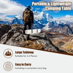 Tangkula Folding Wooden Camping Table Portable Picnic Table W/ Carry Bag Roll-up Bamboo Tabletop Outdoor Travel Camping Table Natural/Coffee -Tangkula GUEST a1dcac93 7c01 42d1 ab2e 344afb563a46