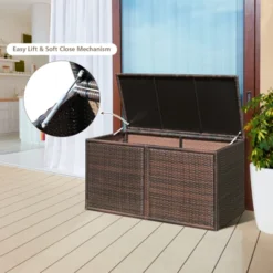 Tangkula Outdoor Rattan Storage Box Patio Wicker Storage Bin Cabinet 88 Gallon Brown -Tangkula GUEST a1eddc14 959f 4f19 85ae 25d286085a9e