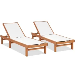 Tangkula 1PC/2PCS Outdoor Chaise Lounge Chair, Eucalyptus Wood Recliner W/ 5-Level Backrest, Breathable & Quick Drying Seat Fabric -Tangkula GUEST a2087aea 3f23 45d1 84dd ff5e7f71a5cb