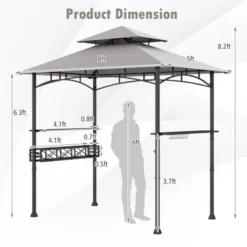 Tangkula 8 X 5 FT Outdoor Grill Gazebo Double Tiered BBQ Canopy Tent W/ 2 Side Shelves 20 Hooks Bottle Opener & Storage Basket -Tangkula GUEST a244d329 82d1 4508 92d7 4fc96221720c