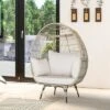 Tangkula Patio Rattan Oversized Wicker Egg Chair Stationary Lounge Basket W/ 4 Soft Cushions -Tangkula GUEST a25719e7 5369 424a 96de b2385fdc8dc7