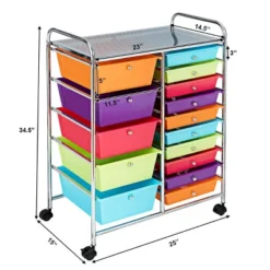 Tangkula 15 Drawer Rolling Storage Cart Opaque Multicolor Drawers Home -Tangkula GUEST a2ab246c 80b8 47e3 b364 0026a5aec571