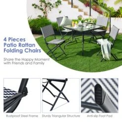 Tangkula Set Of 4 Patio PE Rattan Folding Chairs Dining Chairs With Anti-rust Frame For Garden Backyard -Tangkula GUEST a2addb67 2900 4287 b05b 60271b89d19e