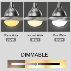 Tangkula Modern 48" Ceiling Fan With Light, Remote Control, Reversible Noiseless Motor, 5-Speed & 3 Colors Temperature Switch Silver -Tangkula GUEST a2fab3fe 08f4 4b6a 99ea 4f785209d208