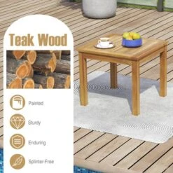 Tangkula 2PCS Outdoor Square Teak Wood End Table Coffee Table For Porch Deck Garden Patio -Tangkula GUEST a34eef0f 4ea2 43d5 ae29 9affae98a1fd 1