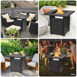Tangkula 28" Gas Fire Pit Table, 50,000 BTU Auto-Ignition Propane Fire Pit Table, Outdoor Fire Table With Lid Suitable Black -Tangkula GUEST a3617fb8 42b9 4e49 8dcc e90c8191d579