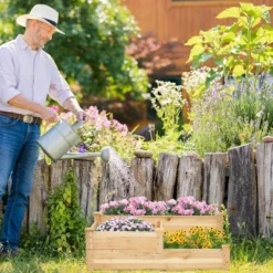 Tangkula 3-Tier Outdoor Raised Garden Bed Fir Wood Elevated Flower Box Backyard -Tangkula GUEST a3686e50 eacb 4316 82a9 2c64c76f49a8