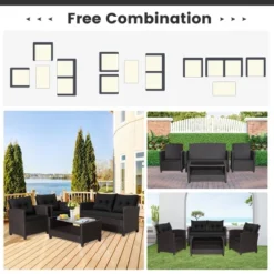 Tangkula 8PCS Outdoor Conversation Set Patio PE Rattan Set W/ Glass Table & Sofa Cushions -Tangkula GUEST a36b79fe bc5d 449c b133 a4d559309616