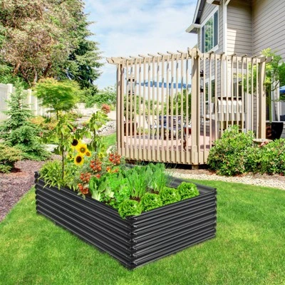 Tangkula Galvanized Metal Raised Garden Bed 71" x 20.5" x 43.5" Large Outdoor Raised Planter Box For Vegetable Flower Fruit Herb Garden 3 Tangkula Galvanized Metal Raised Garden Bed 71" x 20.5" x 43.5" Large Outdoor Raised Planter Box For Vegetable Flower Fruit Herb Garden