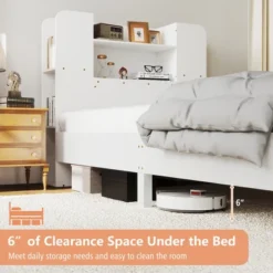 Tangkula Twin Size Bed Frame Wooden Platform Bed Kids Bed Frame W/ Bookcase Headboard -Tangkula GUEST a384f750 4532 4a39 b1a1 47c5084cd563