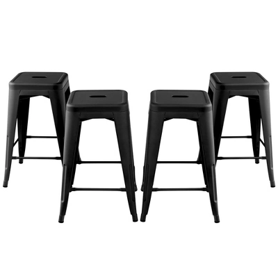 Tangkula 24" Set Of 4 Tolix Style Barstool Counter Height Metal Bar Stool Stackable Chair Black 11 Tangkula 24" Set Of 4 Tolix Style Barstool Counter Height Metal Bar Stool Stackable Chair Black - Image 9