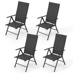 Tangkula 4PCS Patio Folding Dining Chair W/ 7-Level Adjustable High Backrest For Garden -Tangkula GUEST a3c9cc7f 1e6a 4bee a658 cee51651b4a0