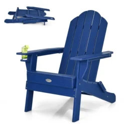 Tangkula Folding Patio Adirondack Chair Weather Resistant Cup Holder Yard Navy -Tangkula GUEST a3cd4f67 d617 469f 85c3 a49da562e9f6