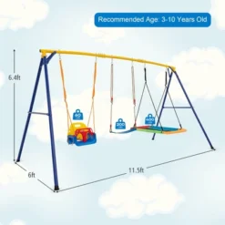 Tangkula 3-in-1 Kids Swing Set 660 LBS Carbon Steel Swing Frame W/ Belt Swing For Toddlers -Tangkula GUEST a3de8e8e ec90 4f71 a36c 83fd457f3231