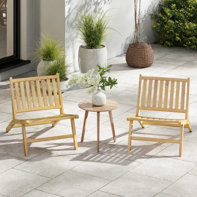 Tangkula 2PCS Teak Wood Outdoor Reclining Chair Natural Mid Century Accent Chair W/ Backrest 5 Tangkula 2PCS Teak Wood Outdoor Reclining Chair Natural Mid Century Accent Chair W/ Backrest - Image 3