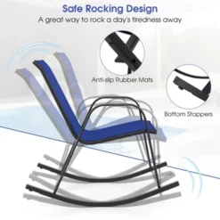 Tangkula 4 PCS Patio Rocking Chair Outdoor Ergonomic Rockers W/ Breathable Fabric Seat Navy -Tangkula GUEST a420e3e4 50e6 4410 921c 72781fe9a2b1