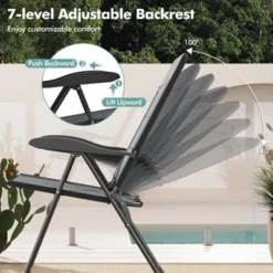 Tangkula 2PCS Patio Folding Chairs Back Adjustable Reclining Padded Garden Furniture -Tangkula GUEST a4460954 9d08 4792 bd9b 20b413cff432