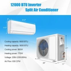 Tangkula 9000 Mini BTU AC Split-System 17 SEER2 Ductless Air Conditioner W/Pre-Charged Condenser White (9000BTU, 220V, 17 SEER2) W/ Remote Control 15 Tangkula 9000 Mini BTU AC Split-System 17 SEER2 Ductless Air Conditioner W/Pre-Charged Condenser White (9000BTU, 220V, 17 SEER2) W/ Remote Control -Tangkula GUEST a48107cb f827 4a70 a1d5 f004ac9abef8