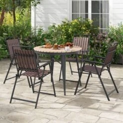 Tangkula 4 Pcs Patio Folding Chairs Portable Outdoor Dining Chairs W/ PP Seat & Back