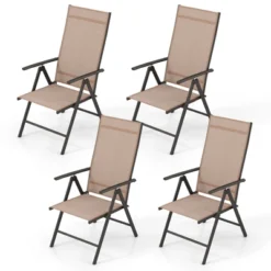 Tangkula 4PCS Patio Folding Dining Chair W/ 7-Level Adjustable High Backrest For Garden -Tangkula GUEST a52d4325 f3a9 4d2d 8802 d4f68cfa4cb9