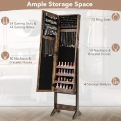 Tangkula Jewelry Mirrored Cabinet Armoire Organizer Storage Box W/ Stand Christmas Gift -Tangkula GUEST a57db280 6528 4dc2 a161 a1970086cf0a