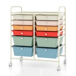 Tangkula Office Rolling Cart 12 Storage Drawer Studio Organizer Bins Scrapbook Paper Macaron -Tangkula GUEST a59d1ecf 20dc 4563 8892 af9d37f072d4