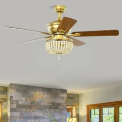 Tangkula 52" Ceiling Fan With Lights And Remote Control, 5 Blades, 3 Speeds, Indoor Ceiling Fan Light Golden -Tangkula GUEST a5fcd125 609f 4011 878d 631b3a0b512d