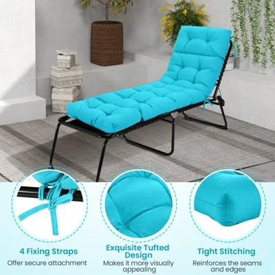 Tangkula Chaise Lounge Cushions Outdoor 73" X 22" Patio Recliner Cushion With 4 String Ties 4” Thick Padded Lounge Chair Cushion Replacement 7 Tangkula Chaise Lounge Cushions Outdoor 73" X 22" Patio Recliner Cushion With 4 String Ties 4” Thick Padded Lounge Chair Cushion Replacement - Image 5