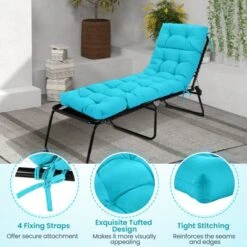 Tangkula 4PCS Chaise Lounge Cushions Outdoor 73" X 22" Patio Recliner Cushion With 4 String Ties 4” Thick Padded Lounge Chair Cushion Replacement -Tangkula GUEST a627efef fa71 4345 9bc2 3e5d6b1f2975