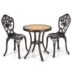 Tangkula 3-Piece Cast Aluminum Bistro Set Outdoor Patio Bistro Table Set Outdoor Round Bistro Table And Chairs For Porch -Tangkula GUEST a638489e c4b6 4f80 b91c 0c1f9a25fa90
