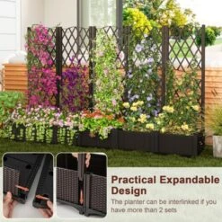 Tangkula Raised Garden Bed W/Trellis Planter Box For Climbing Plants 16" X 16" X 53" -Tangkula GUEST a675163f c656 4b3e b3e4 c47f71670622