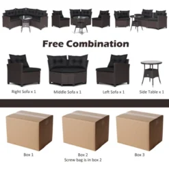 Tangkula 4PCS Wicker Patio Sofa Set Rattan Outdoor Furniture Set W/ Black Cushions -Tangkula GUEST a676ae7a 808c 4134 8c11 ea3589f5f2a9