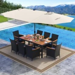 Tangkula 11 PCS Patio Dining Set W/ 15ft Double-Sided Patio Umbrella (Base Included) -Tangkula GUEST a6a694b8 ea6d 4c9c 957b e3ce74635939