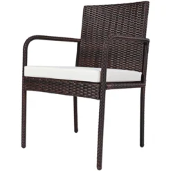 Tangkula 4-Piece Outdoor Rattan Wicker Dining Chairs With Armrests & Soft Cushions -Tangkula GUEST a78ce2b2 62a7 44b2 b01f 95dcec620cd6