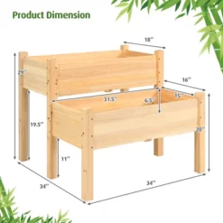Tangkula 34'' X 34'' Wooden 2 Tier Raised Garden Bed Elevated Planter Box W/8 Drainage Holes Outdoor Planter Box For Vegetables -Tangkula GUEST a79e247b 9b29 4bfa bf81 2591575240fe