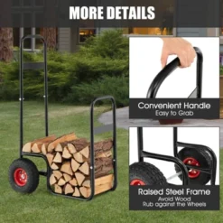 Tangkula Firewood Log Cart Carrier Firewood Cart Wood Hauler With Wear-Resistant And Shockproof Rubber Wheels -Tangkula GUEST a87513f4 9f66 4ff7 ade9 fb05ec44fefb