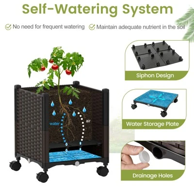 Tangkula 87" Tall Raised Garden Bed W/ Plant Box & Trellis Lockable Wheels Indoor Outdoor 7 Tangkula 87" Tall Raised Garden Bed W/ Plant Box & Trellis Lockable Wheels Indoor Outdoor - Image 5