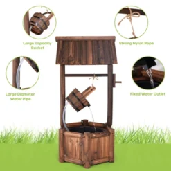Tangkula Rustic Wishing Well Water Fountain Wooden Decorative Electric Backyard With Electric And Water Bucket Pump For Outdoor -Tangkula GUEST a8a54537 7fd1 4f93 83ff 4199d05b3c52