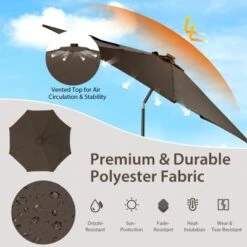 Tangkula 10FT Solar Patio Umbrella With 112 LED Lights Outdoor Table Market Umbrella With Crank Lifting Handle & Push Button Tilt System Coffee -Tangkula GUEST a8d21b12 a564 47f5 a1da e0c2c7968f98