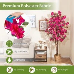 Tangkula 6 FT Artificial Bougainvillea Tree Set Of 2 Tall Faux Pre-potted Tree W/ 910 Flowers -Tangkula GUEST a8ee11c5 0638 4076 9eca 22167ce5c350