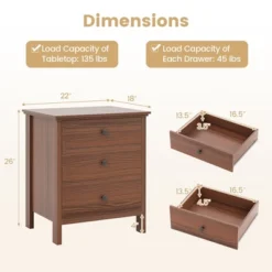 Tangkula 3-Drawer Nightstand Wooden Bedside Table Modern Side End Table Walnut -Tangkula GUEST a8fe763e 1515 4aae 9859 e4d21daa0ebb