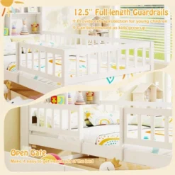 Tangkula Twin Size House Bed W/ 2 Drawers Kids Montessori Bed W/ Storage Headboard -Tangkula GUEST a9385fac 6d06 4dbb aeef 1b910f23f5da