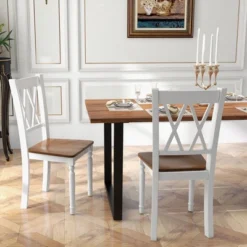 Tangkula Dining Chairs Set Of 4 Wood Farmhouse Dining Room Side Chairs For Home Kitchen -Tangkula GUEST a94b059a 63c6 467e 9313 149cf011bc71