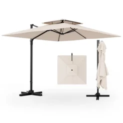 Tangkula Patio 9.5FT Square Cantilever Offset Umbrella Double Vented 360° Heavy Duty -Tangkula GUEST a94cdbe9 e86e 4945 afe2 d9a2ec900d72