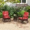 Tangkula 3 Piece Outdoor Rocking Set Rattan Rocker Chairs W/ Tempered Glass Coffee Table Red -Tangkula GUEST a99730ea 325e 4ce9 8d0a 369f3acc1201