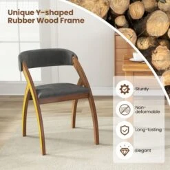 Tangkula Dining Chair Set Of 4 W/ Padded Cushion Curved Back Arched Rubber Wood Legs -Tangkula GUEST a9cc79f2 426e 416d 851e 5822338d0fae