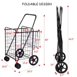 Tangkula Utility Folding Shopping Cart With Swivel Wheels Easy Storage -Tangkula GUEST aa0c3cec 4178 4314 a7df e85a16ed6681